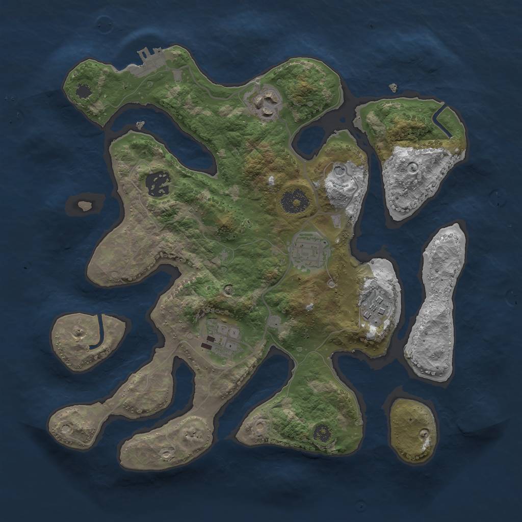 Rust Map: Procedural Map, Size: 3000, Seed: 1195697800, 9 Monuments