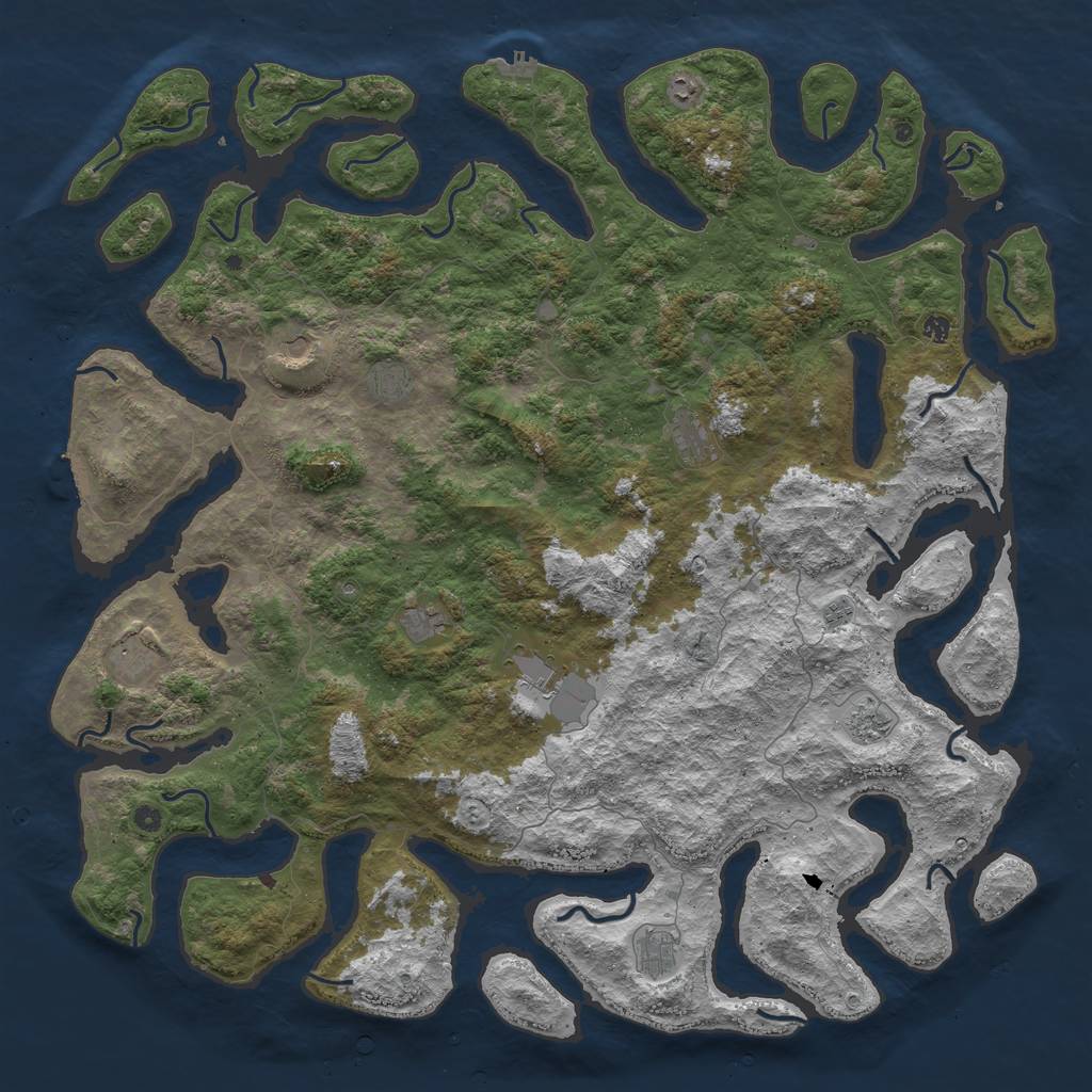 Rust Map: Procedural Map, Size: 6000, Seed: 954264, 16 Monuments