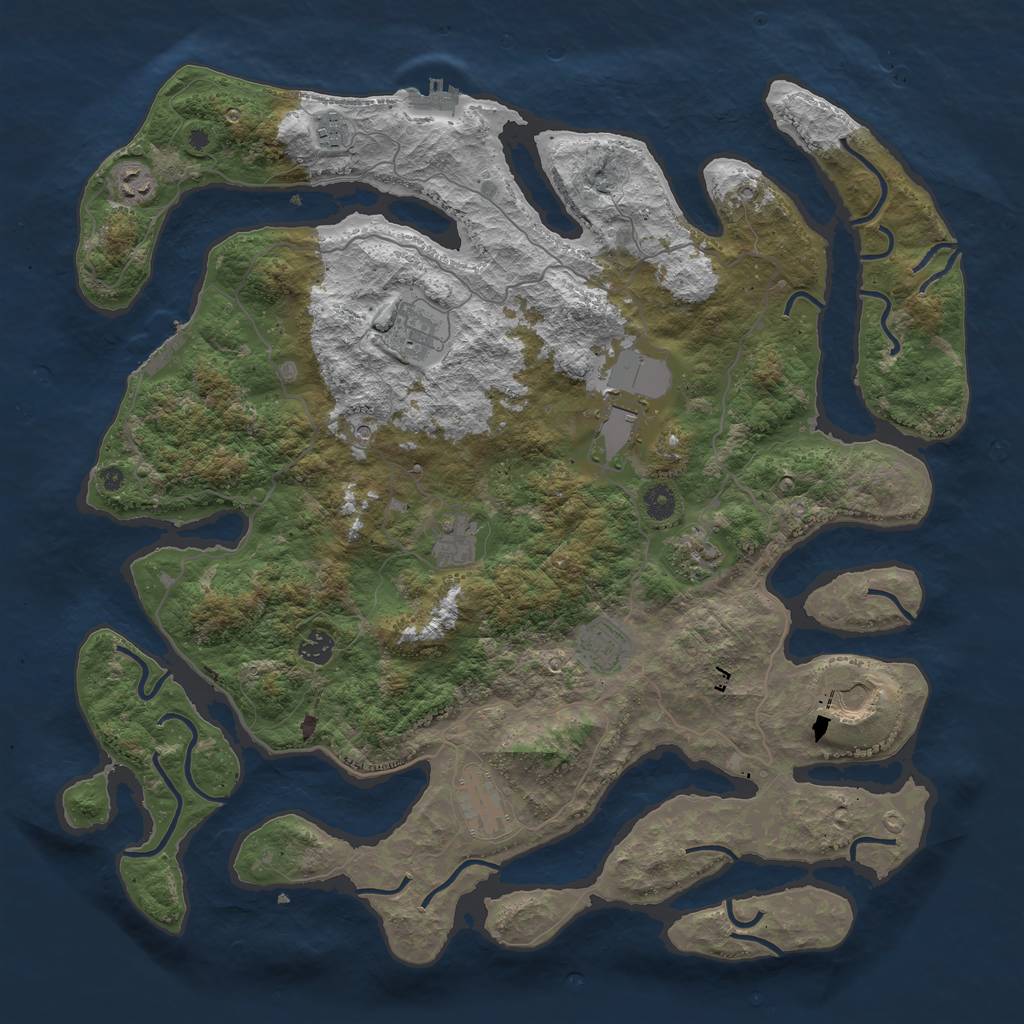 Rust Map: Procedural Map, Size: 4500, Seed: 994070130, 15 Monuments