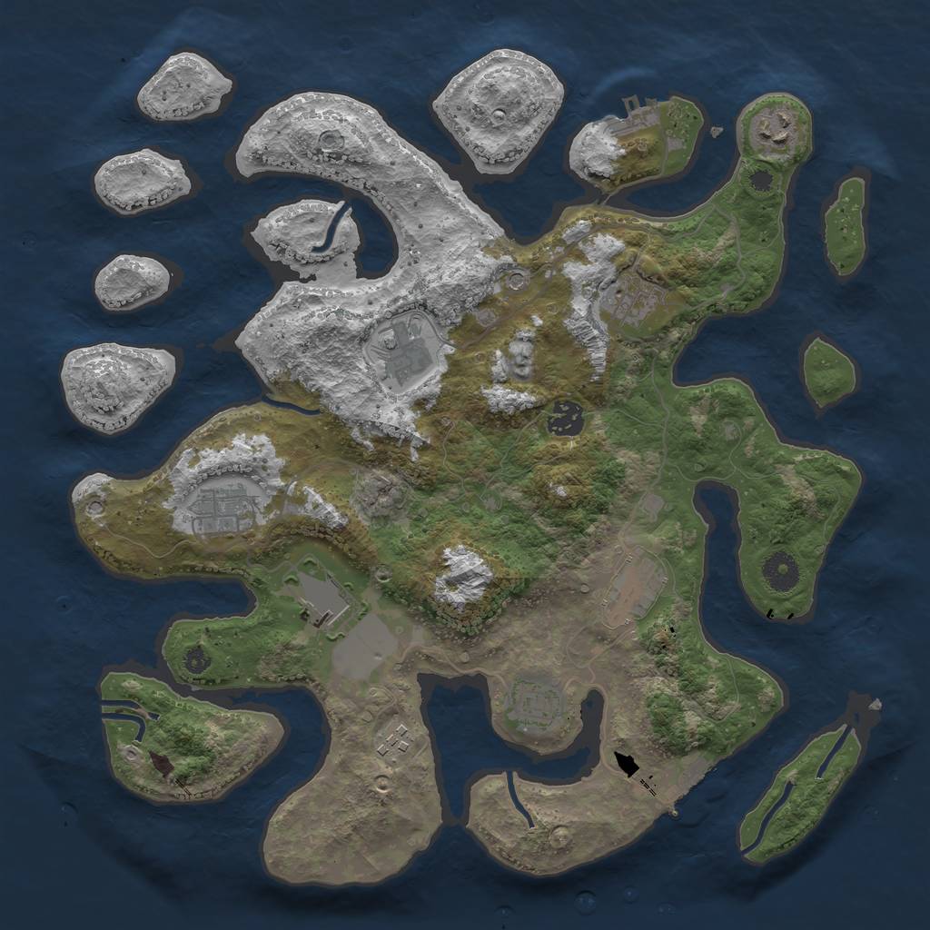 Rust Map: Procedural Map, Size: 3750, Seed: 5725845, 14 Monuments