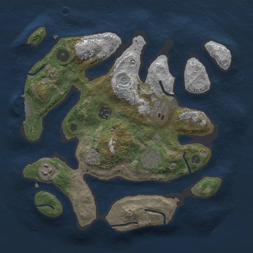 Rust Map: Procedural Map, Size: 3000, Seed: 676662339, 9 Monuments