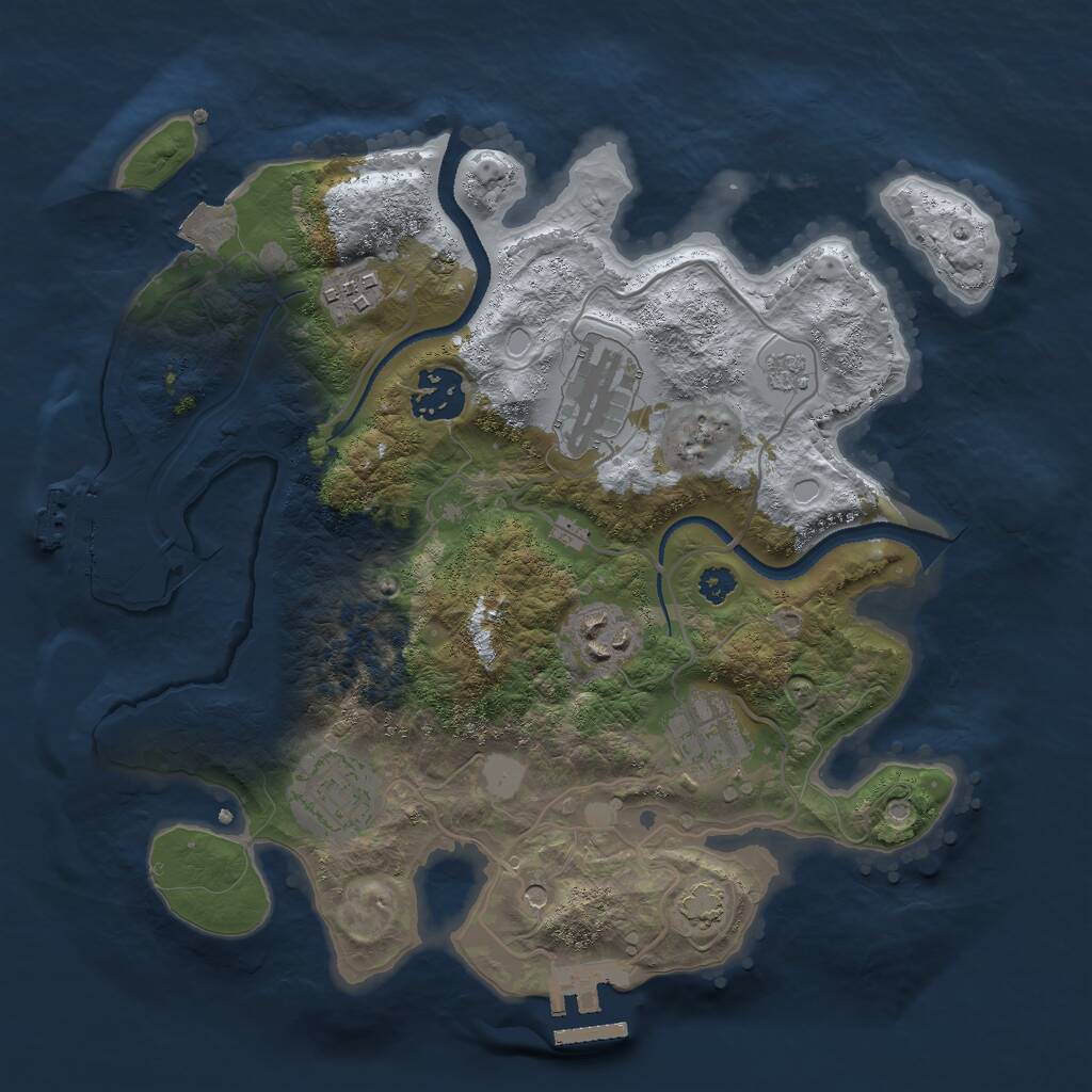 Rust Map: Procedural Map, Size: 3000, Seed: 676662339, 12 Monuments