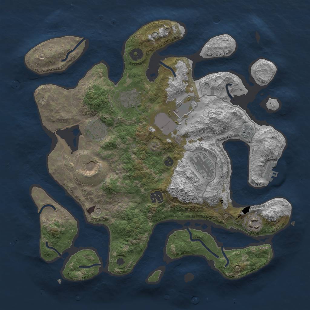 Rust Map: Procedural Map, Size: 3600, Seed: 7594347, 12 Monuments
