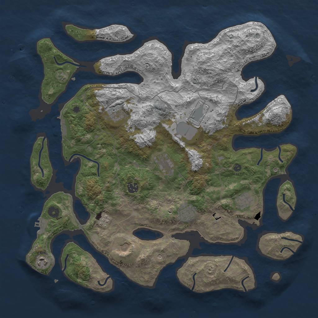 Rust Map: Procedural Map, Size: 4200, Seed: 24005, 14 Monuments