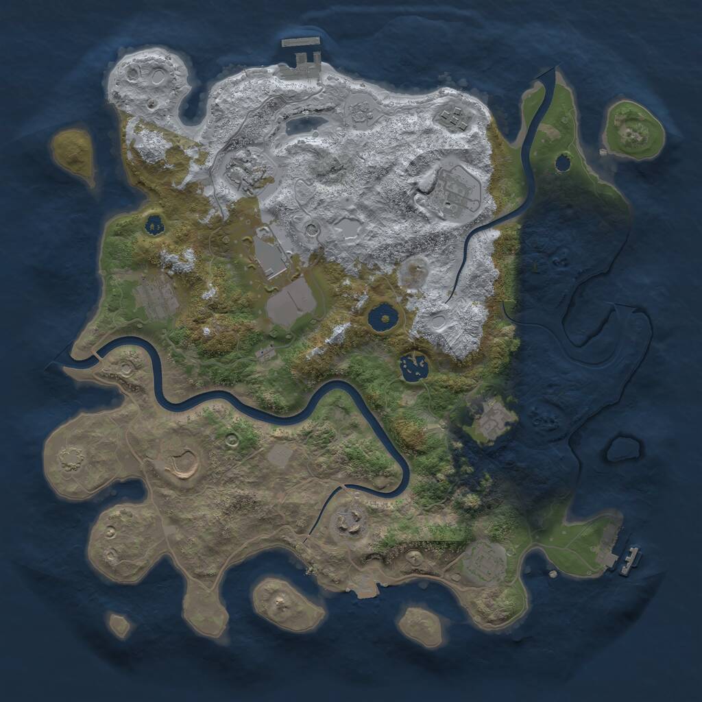 Rust Map: Procedural Map, Size: 3700, Seed: 2038643765, 16 Monuments