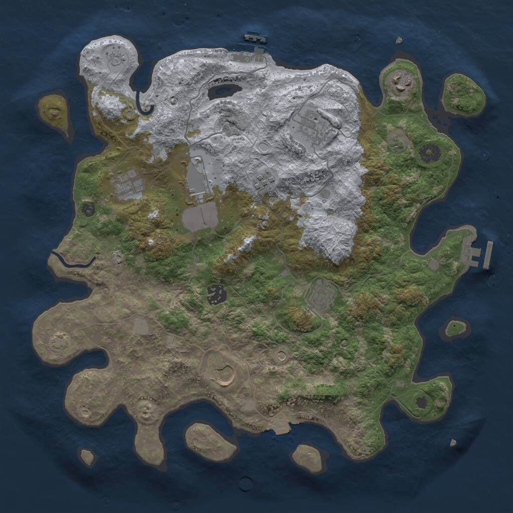 Rust Map: Procedural Map, Size: 3700, Seed: 2038643765, 14 Monuments