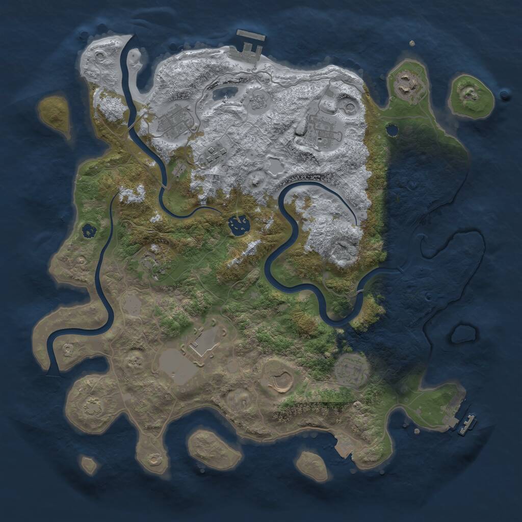Rust Map: Procedural Map, Size: 3700, Seed: 2038643765, 15 Monuments