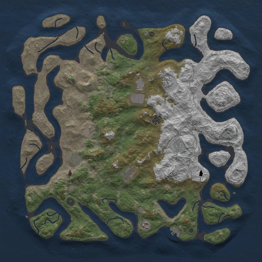 Rust Map: Procedural Map, Size: 5000, Seed: 33534836, 14 Monuments