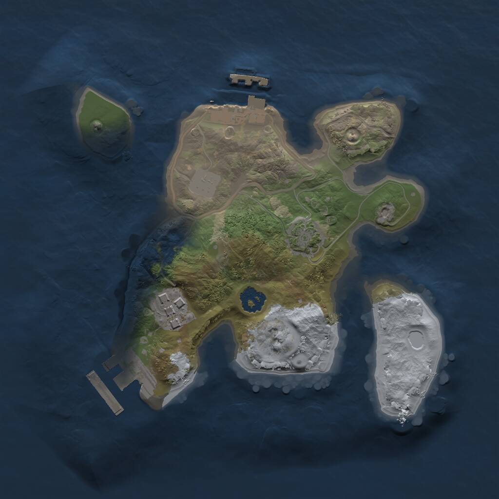 Rust Map: Procedural Map, Size: 2000, Seed: 410385072, 5 Monuments