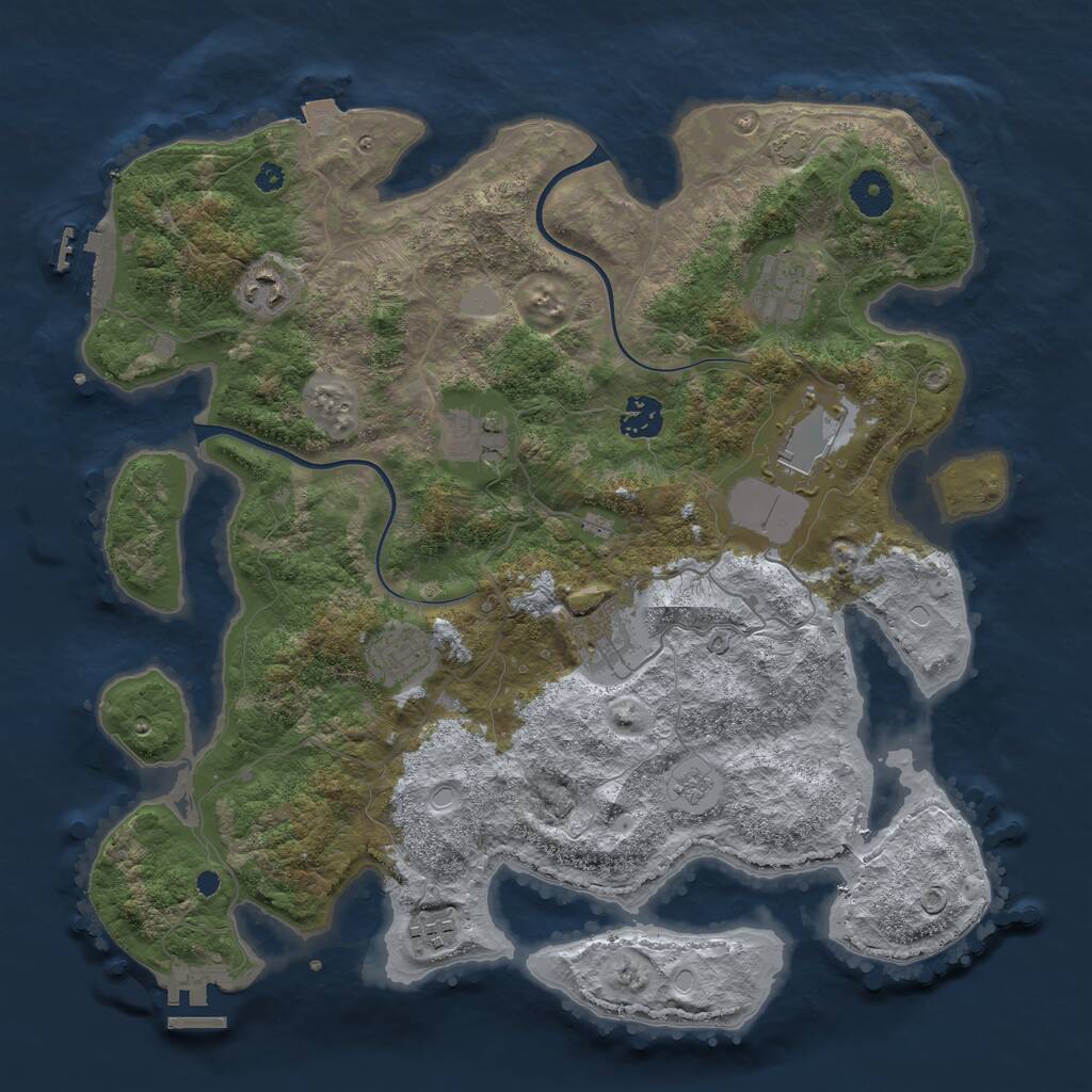 Rust Map: Procedural Map, Size: 3750, Seed: 4900949, 13 Monuments