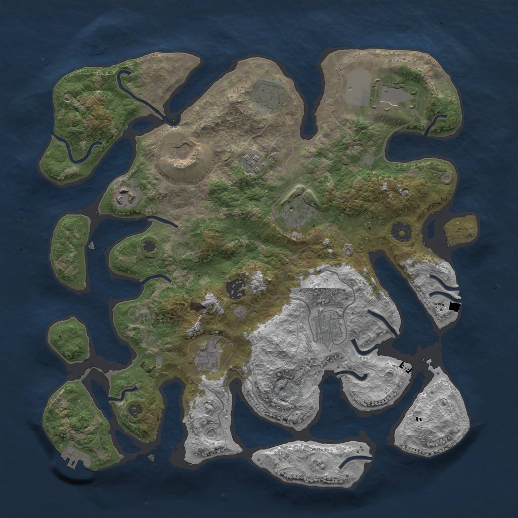 Rust Map: Procedural Map, Size: 3750, Seed: 4900949, 13 Monuments