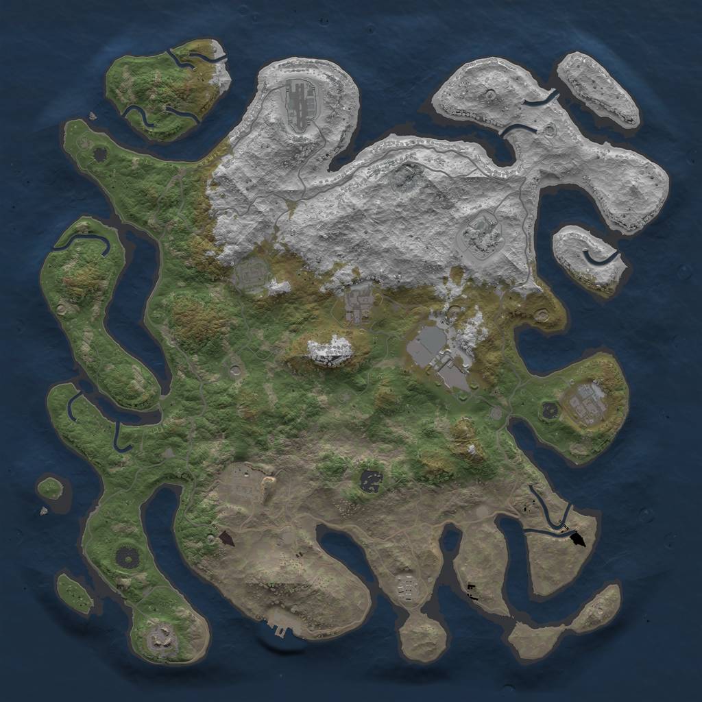 Rust Map: Procedural Map, Size: 4500, Seed: 1872347062, 14 Monuments