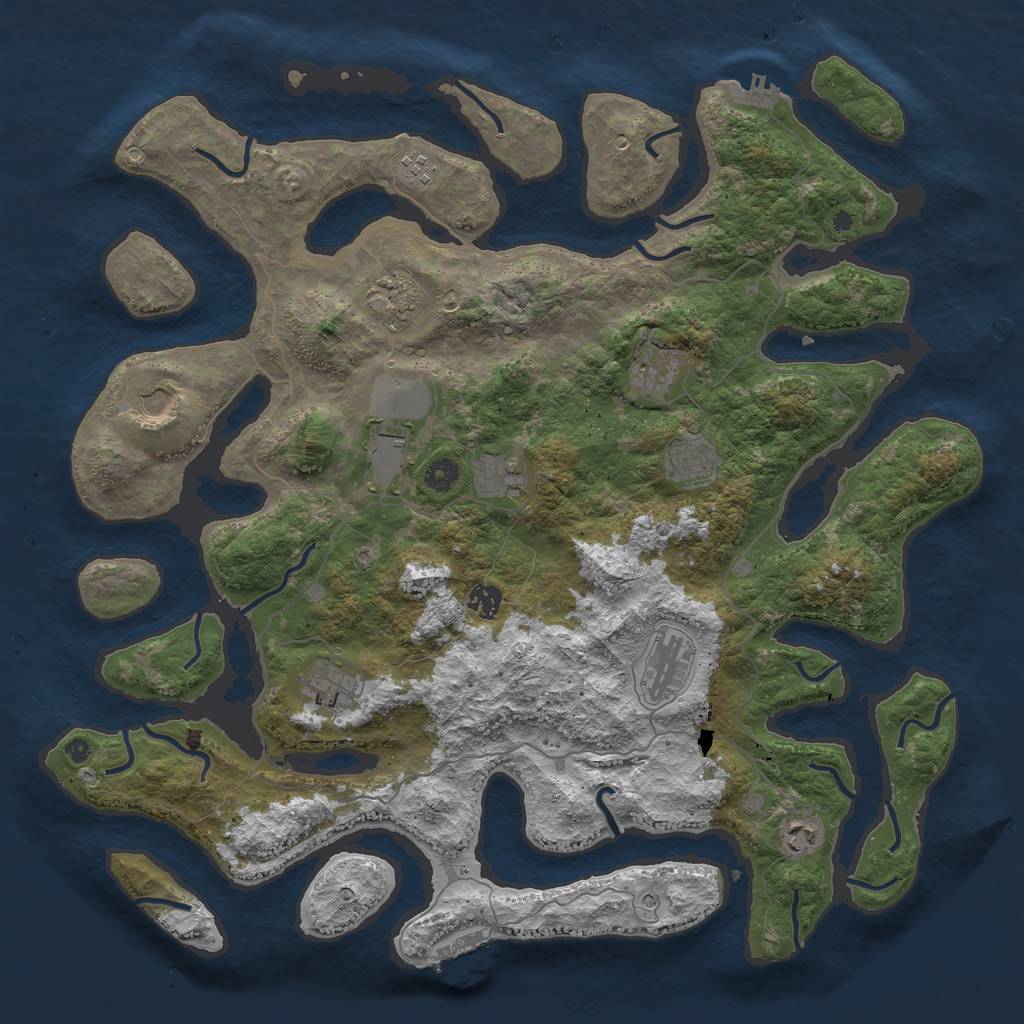 Rust Map: Procedural Map, Size: 4500, Seed: 967635920, 16 Monuments