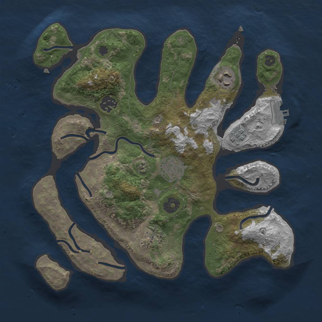 Rust Map: Procedural Map, Size: 3000, Seed: 658718991, 9 Monuments