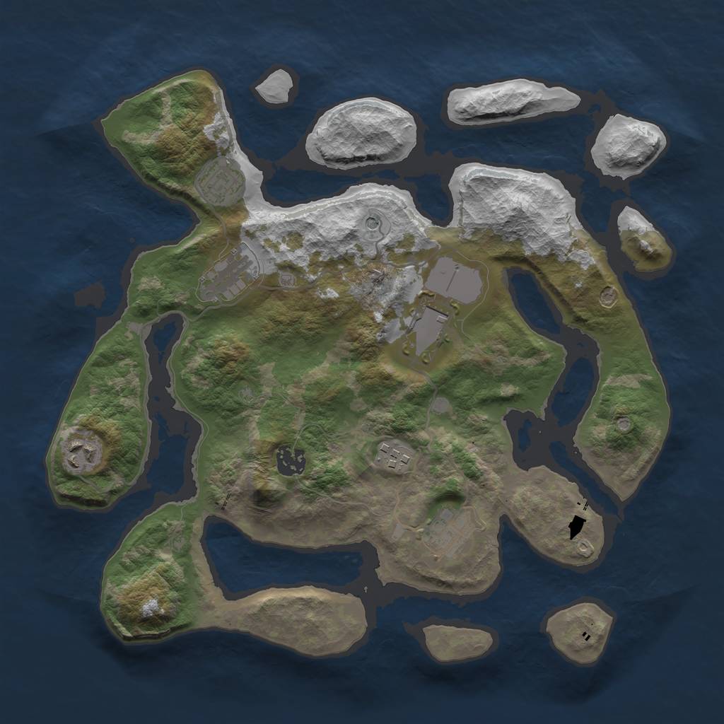 Rust Map: Barren, Size: 3500, Seed: 1667826253, 10 Monuments