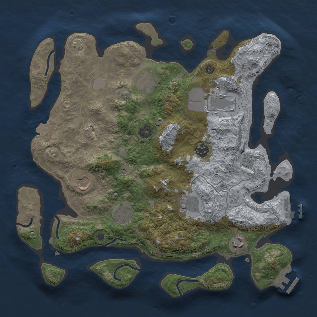 Rust Map: Procedural Map, Size: 3500, Seed: 1201225885, 14 Monuments