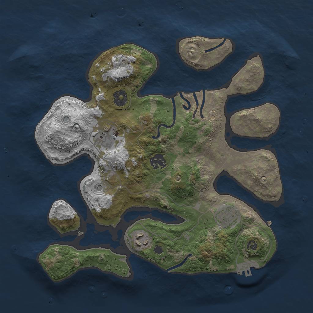 Rust Map: Procedural Map, Size: 3000, Seed: 962716305, 8 Monuments