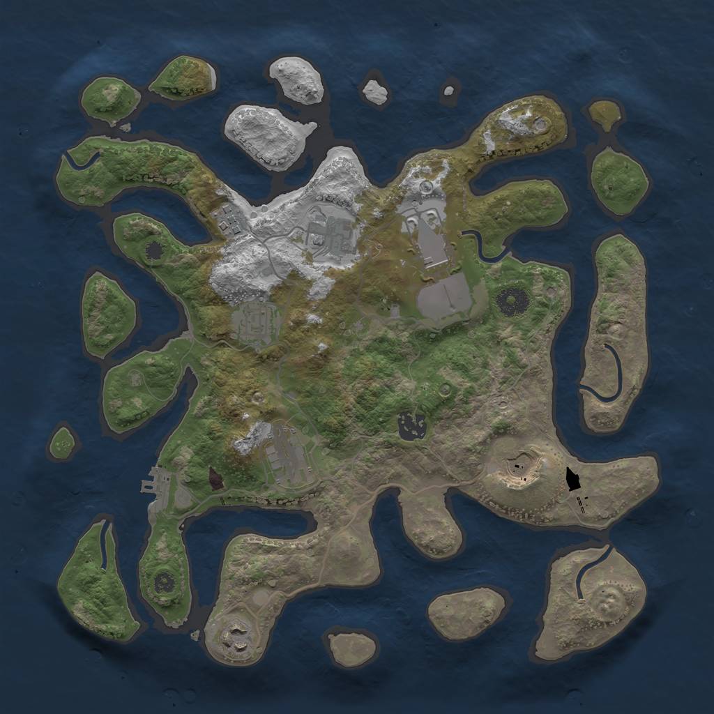 Rust Map: Procedural Map, Size: 3500, Seed: 91845, 11 Monuments