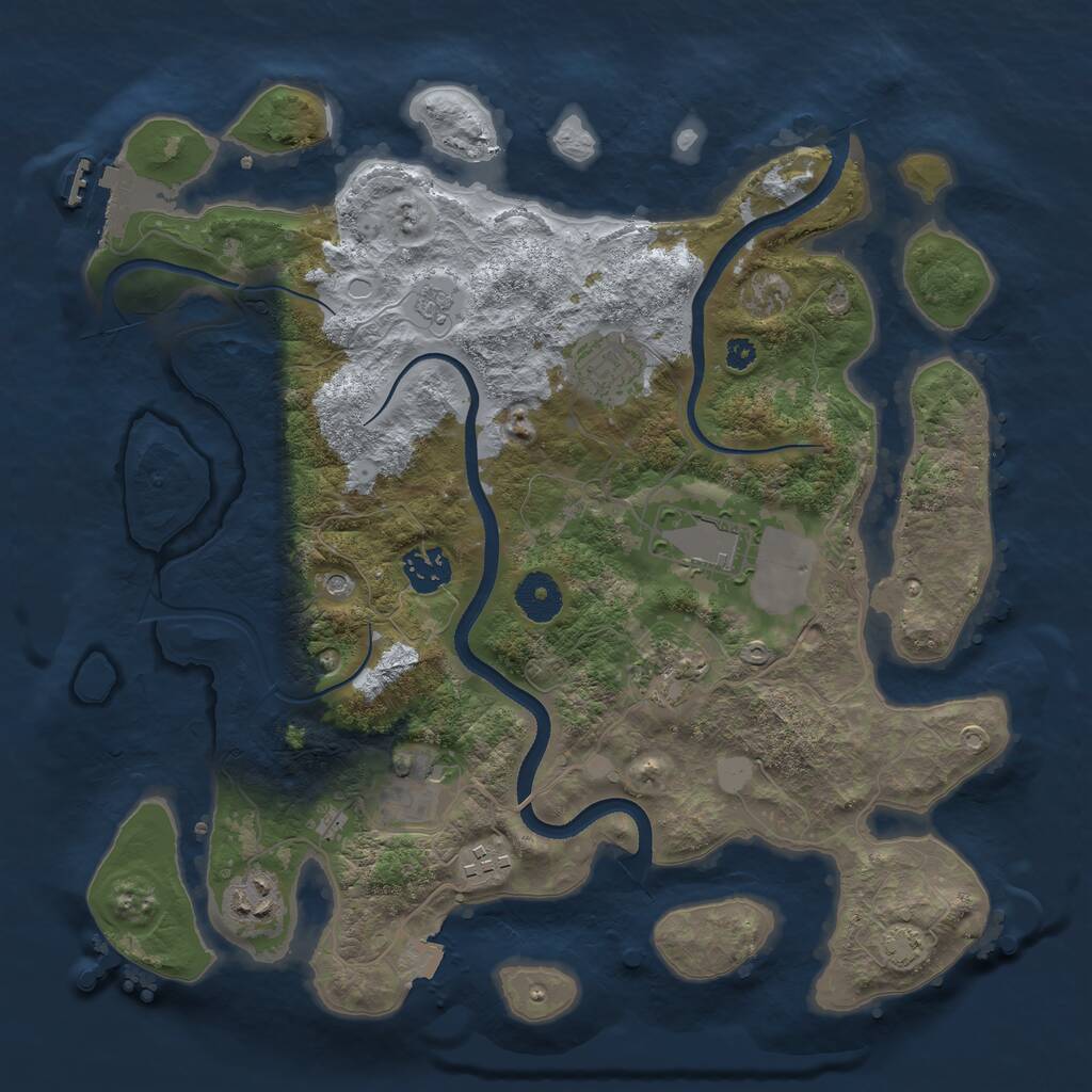 Rust Map: Procedural Map, Size: 3500, Seed: 91845, 12 Monuments