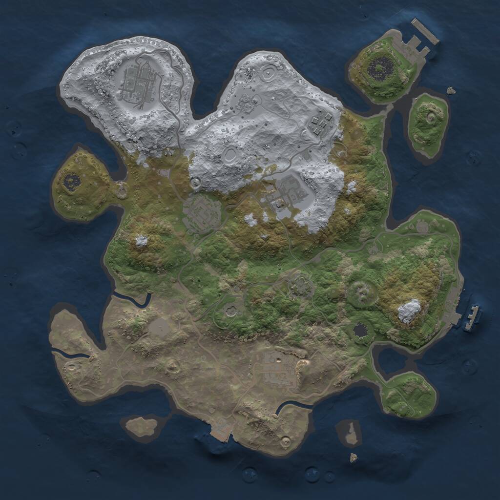 Rust Map: Procedural Map, Size: 3000, Seed: 400075184, 11 Monuments