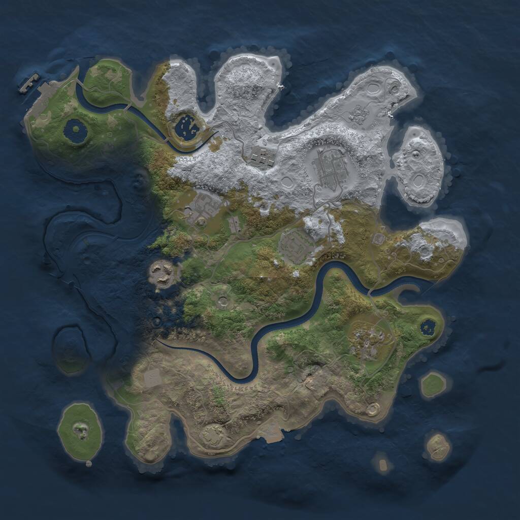 Rust Map: Procedural Map, Size: 3333, Seed: 6572239, 12 Monuments