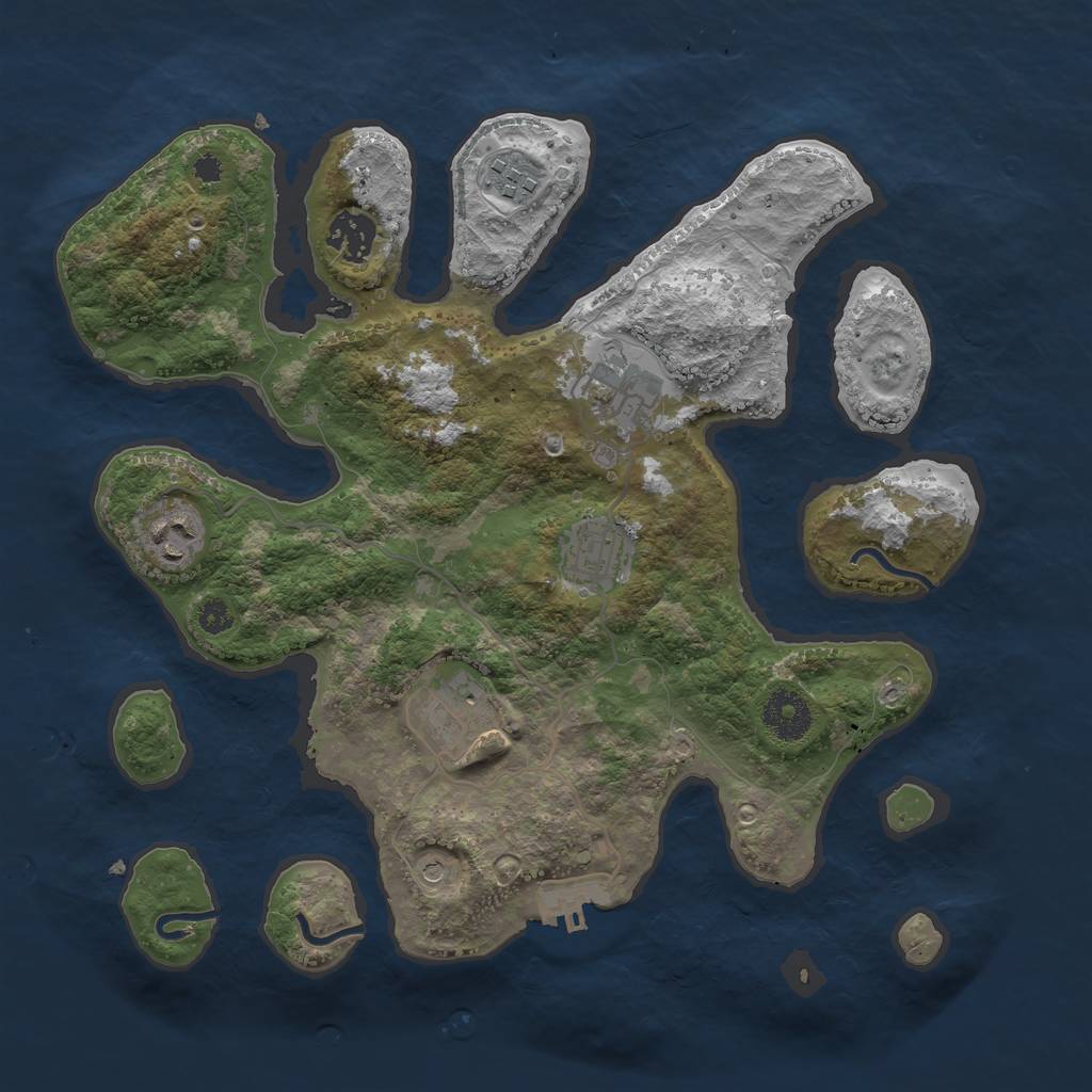 Rust Map: Procedural Map, Size: 3333, Seed: 6572239, 10 Monuments