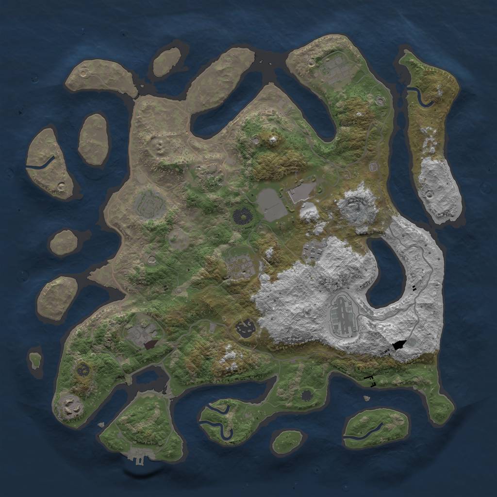 Rust Map: Procedural Map, Size: 4010, Seed: 1844856188, 14 Monuments