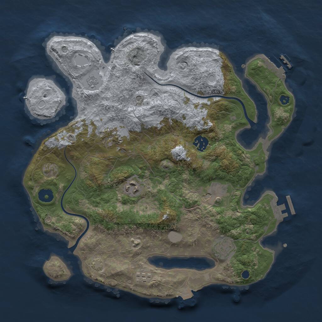 Rust Map: Procedural Map, Size: 3300, Seed: 575747, 12 Monuments
