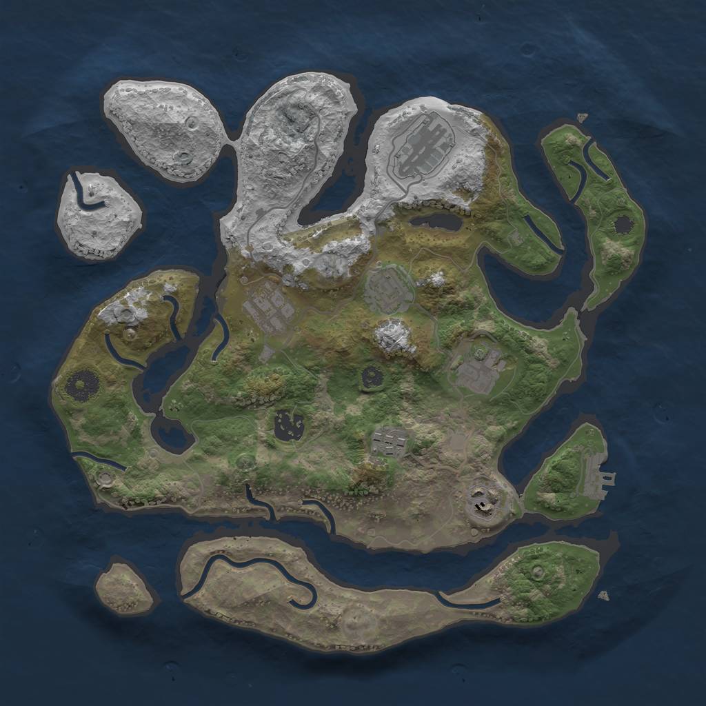 Rust Map: Procedural Map, Size: 3300, Seed: 575747, 10 Monuments