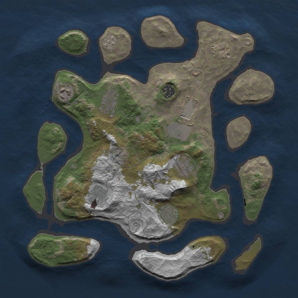 Rust Map: Barren, Size: 3500, Seed: 1627869425, 12 Monuments