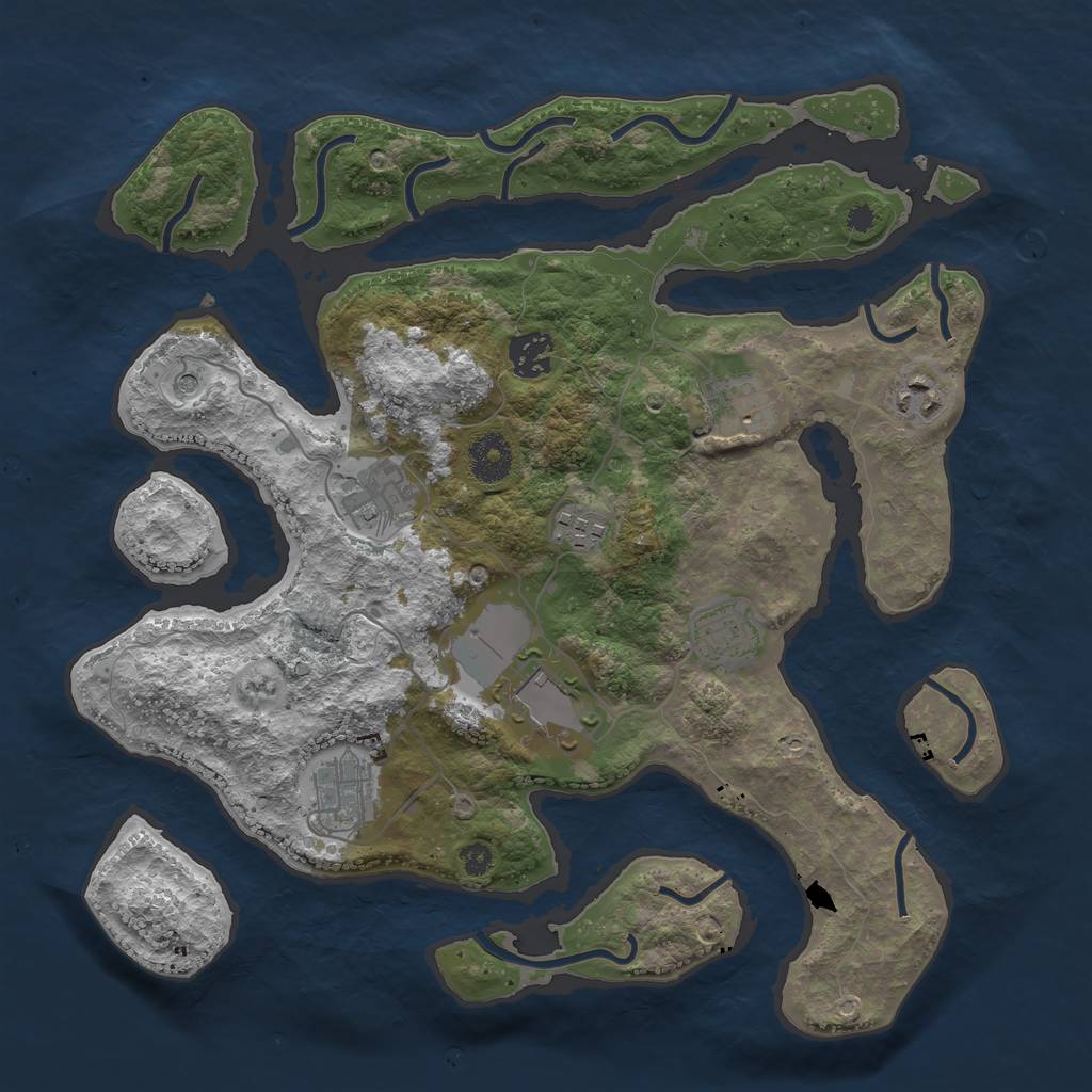 Rust Map: Procedural Map, Size: 3500, Seed: 456490649, 11 Monuments