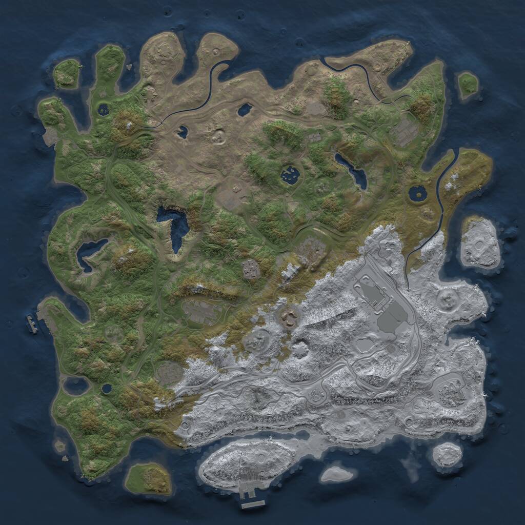 Rust Map: Procedural Map, Size: 4500, Seed: 171847392, 16 Monuments