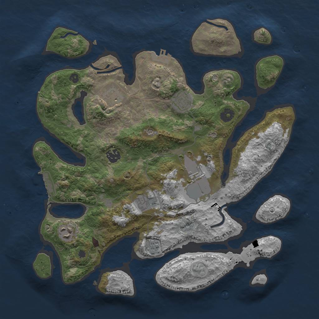 Rust Map: Procedural Map, Size: 3500, Seed: 171847392, 12 Monuments