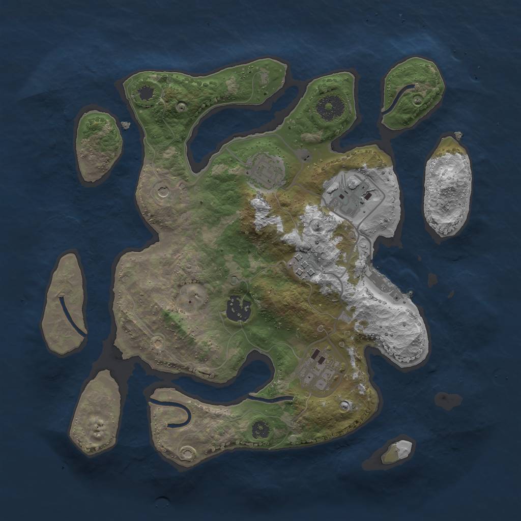 Rust Map: Procedural Map, Size: 3000, Seed: 29074691, 9 Monuments