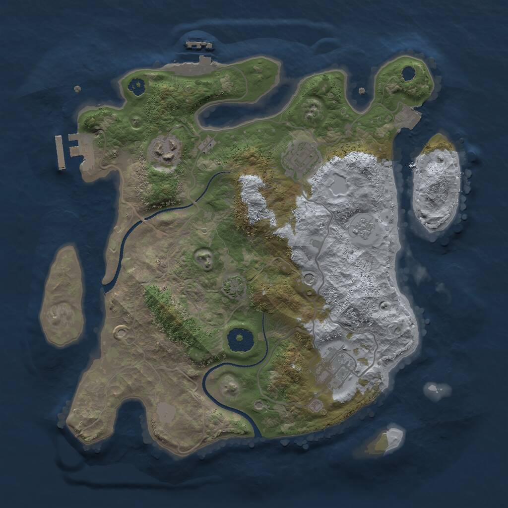 Rust Map: Procedural Map, Size: 3000, Seed: 29074691, 9 Monuments