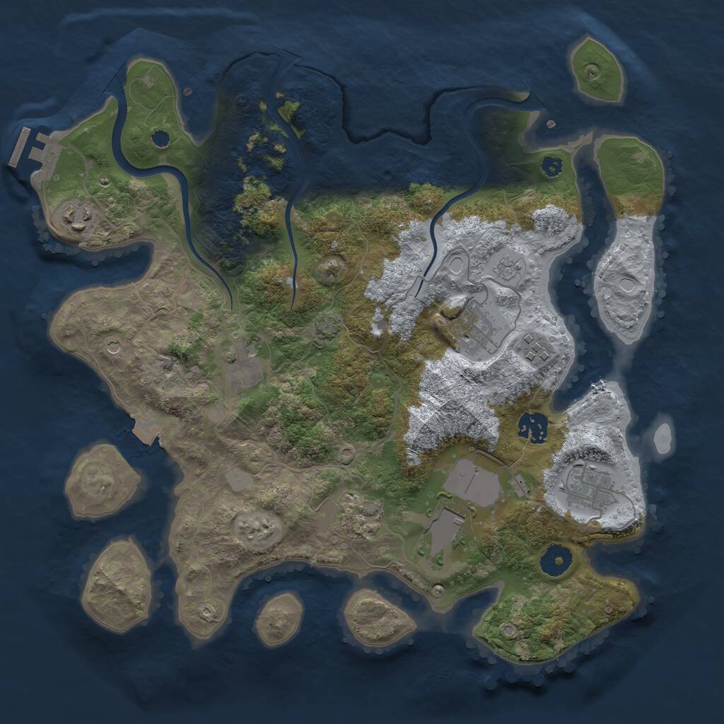 Rust Map: Procedural Map, Size: 3500, Seed: 356966507, 13 Monuments