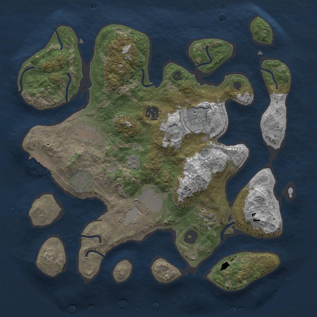 Rust Map: Procedural Map, Size: 3500, Seed: 356966507, 11 Monuments