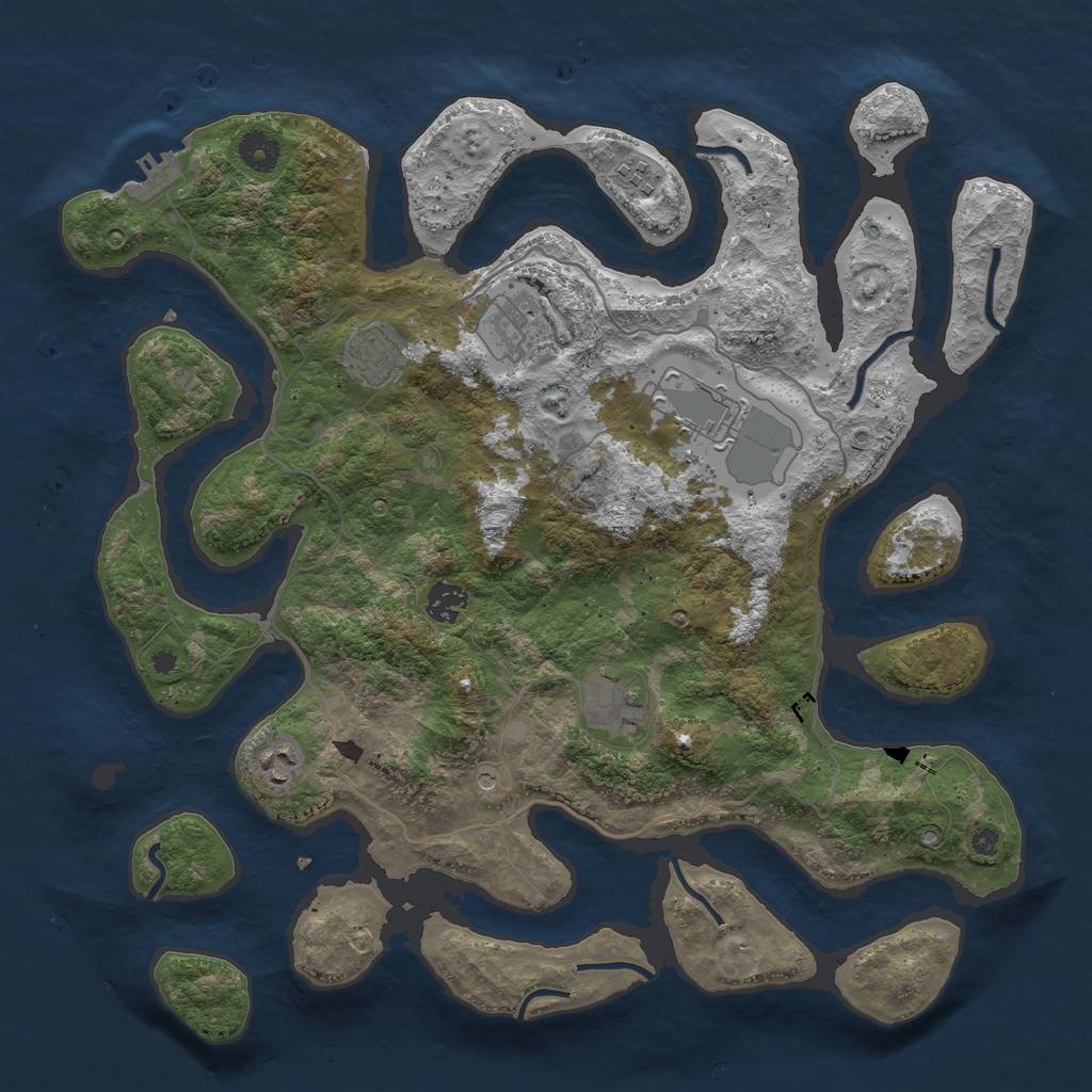 Rust Map: Procedural Map, Size: 4000, Seed: 25354376, 11 Monuments