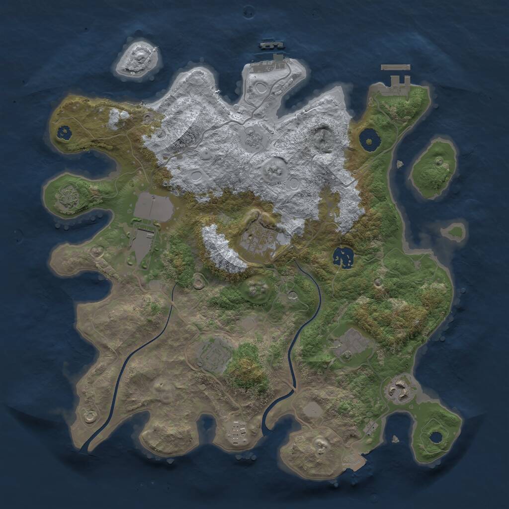 Rust Map: Procedural Map, Size: 3500, Seed: 7543195, 13 Monuments