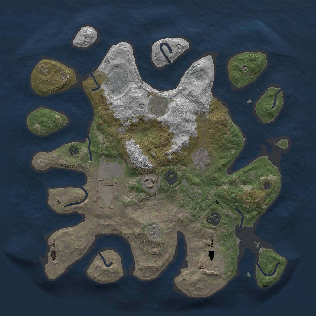 Rust Map: Procedural Map, Size: 3500, Seed: 7543195, 11 Monuments