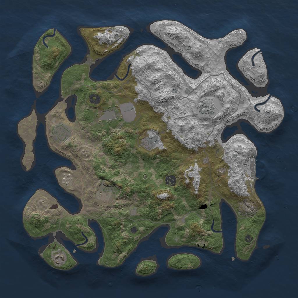 Rust Map: Procedural Map, Size: 4000, Seed: 8520, 12 Monuments