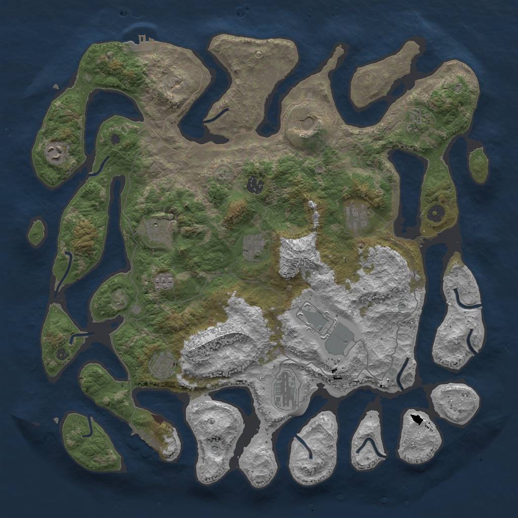 Rust Map: Procedural Map, Size: 4500, Seed: 164820138, 16 Monuments