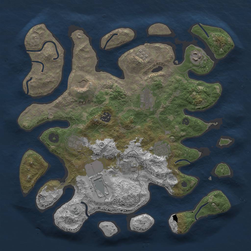 Rust Map: Procedural Map, Size: 3600, Seed: 3636445, 12 Monuments