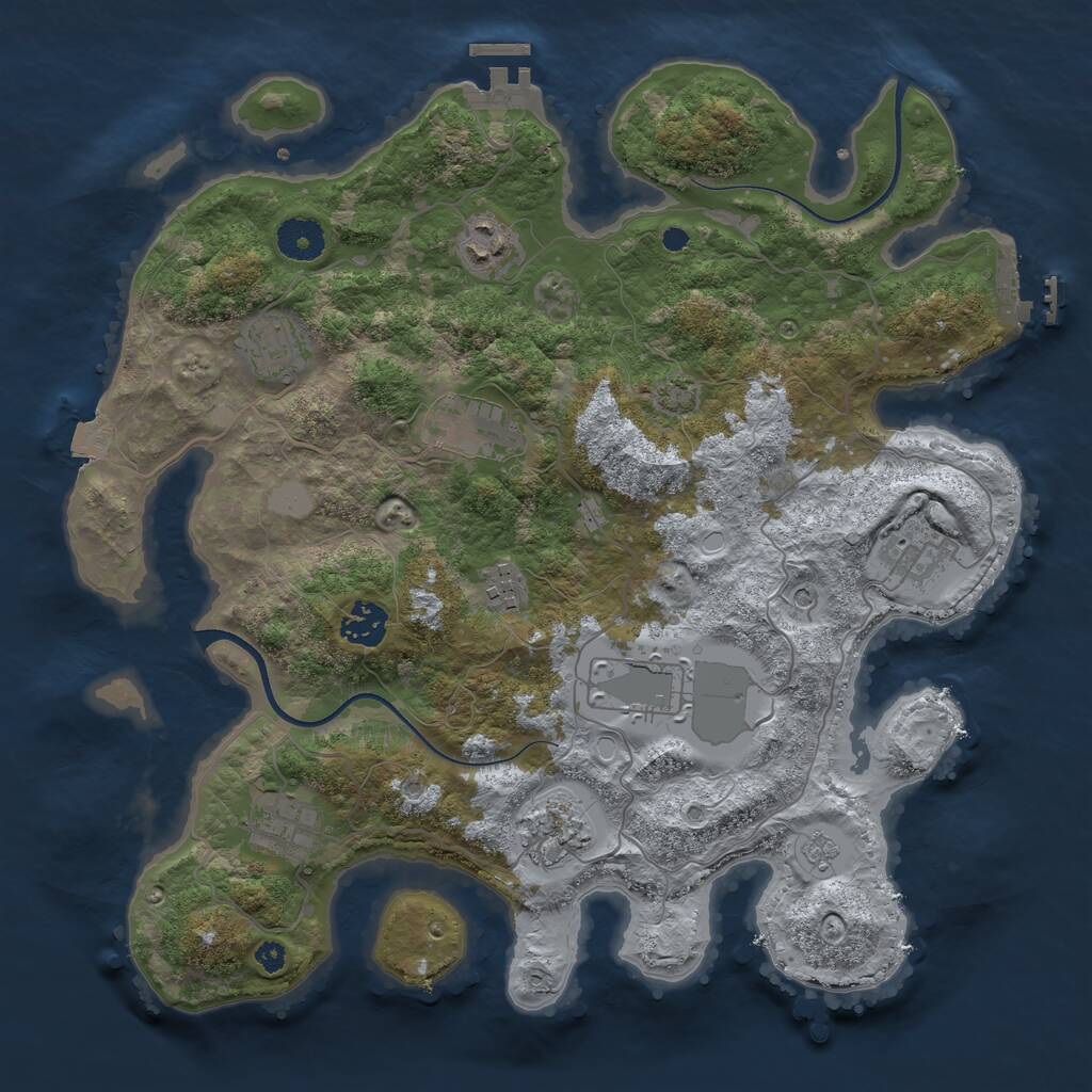 Rust Map: Procedural Map, Size: 3600, Seed: 43351948, 15 Monuments
