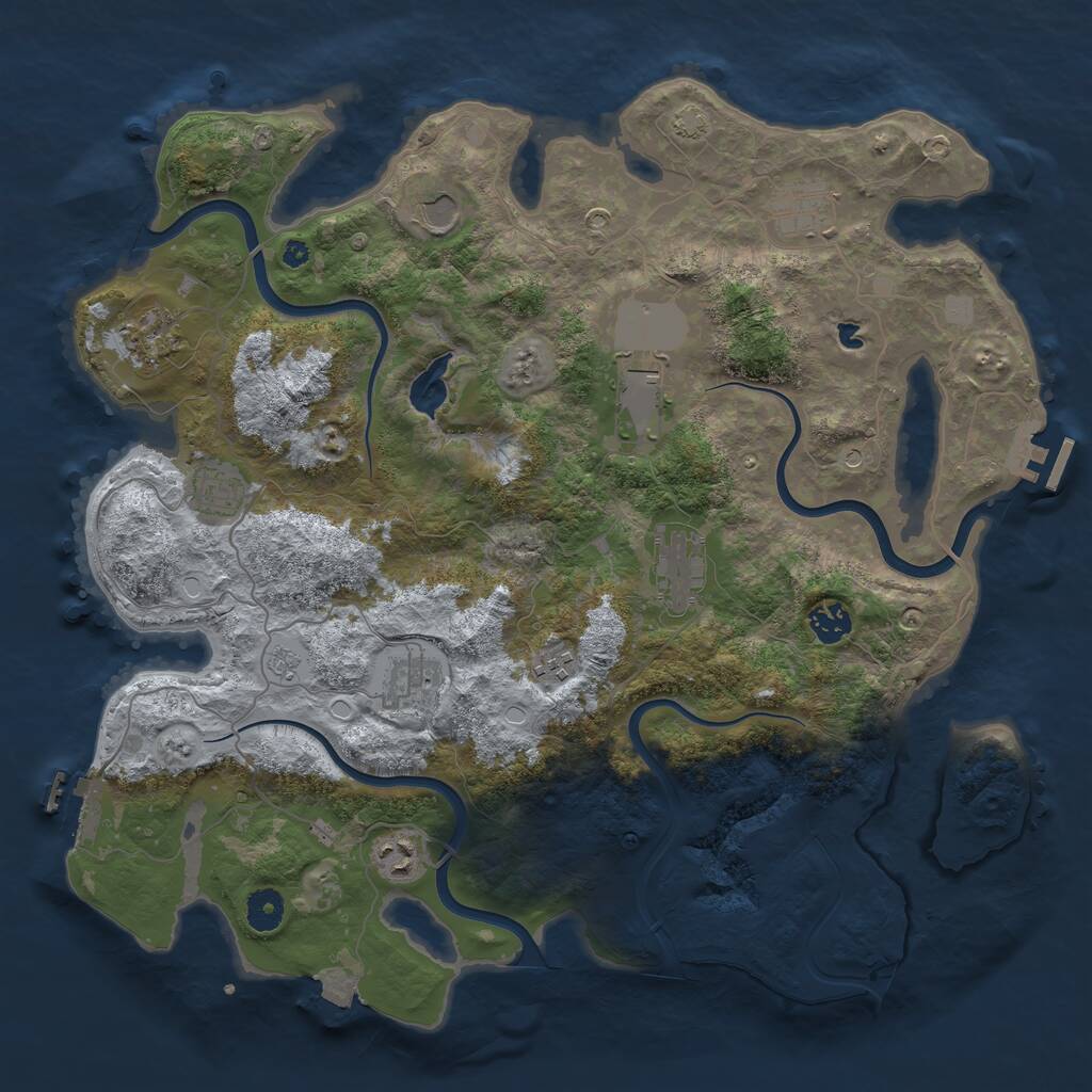 Rust Map: Procedural Map, Size: 4050, Seed: 1383050349, 16 Monuments