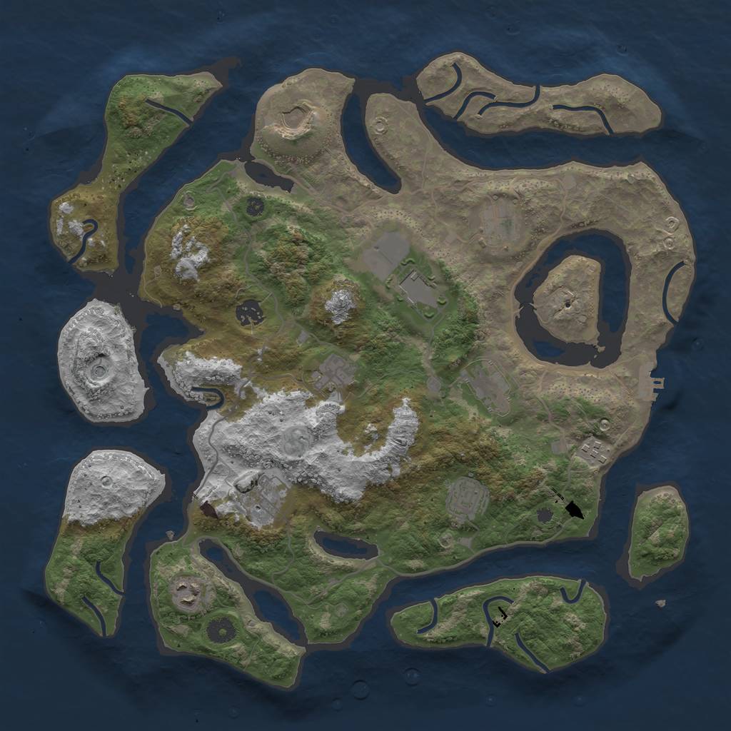 Rust Map: Procedural Map, Size: 4050, Seed: 1383050349, 14 Monuments