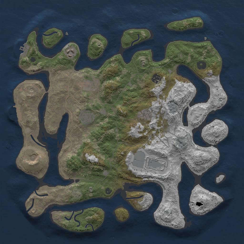 Rust Map: Procedural Map, Size: 4000, Seed: 463247590, 13 Monuments