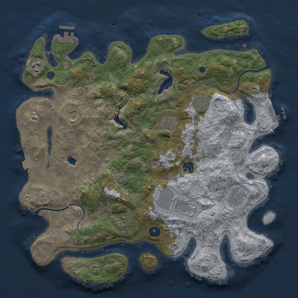 Rust Map: Procedural Map, Size: 4000, Seed: 463247590, 14 Monuments