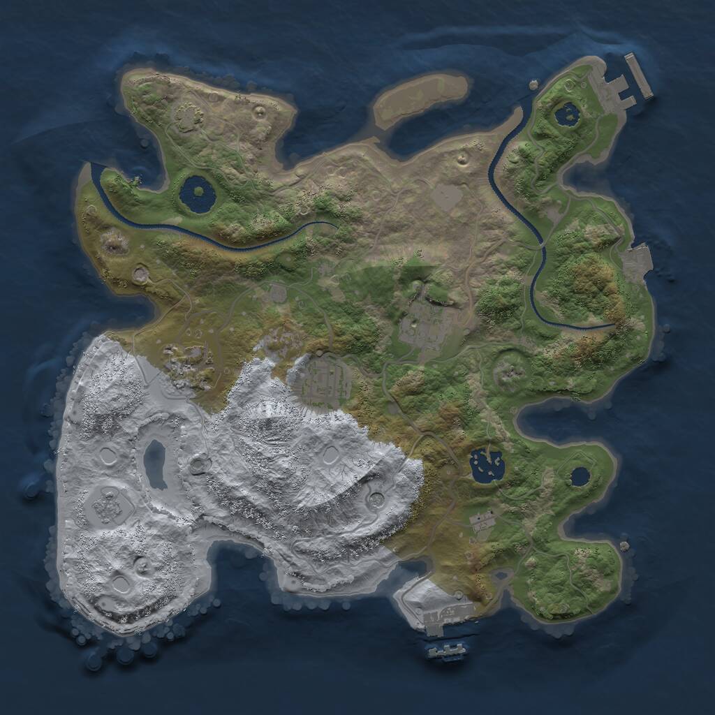 Rust Map: Procedural Map, Size: 3000, Seed: 342469, 10 Monuments