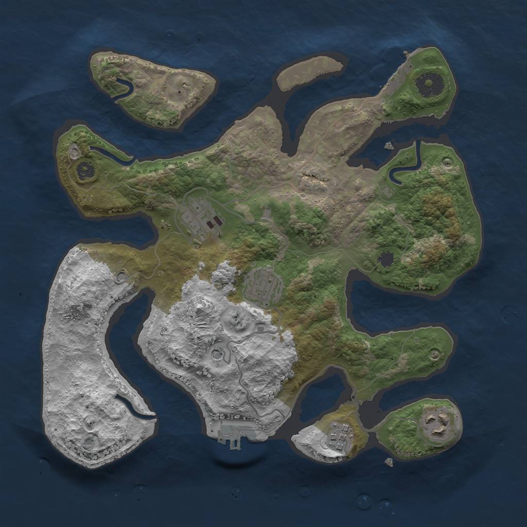 Rust Map: Procedural Map, Size: 3000, Seed: 342469, 9 Monuments